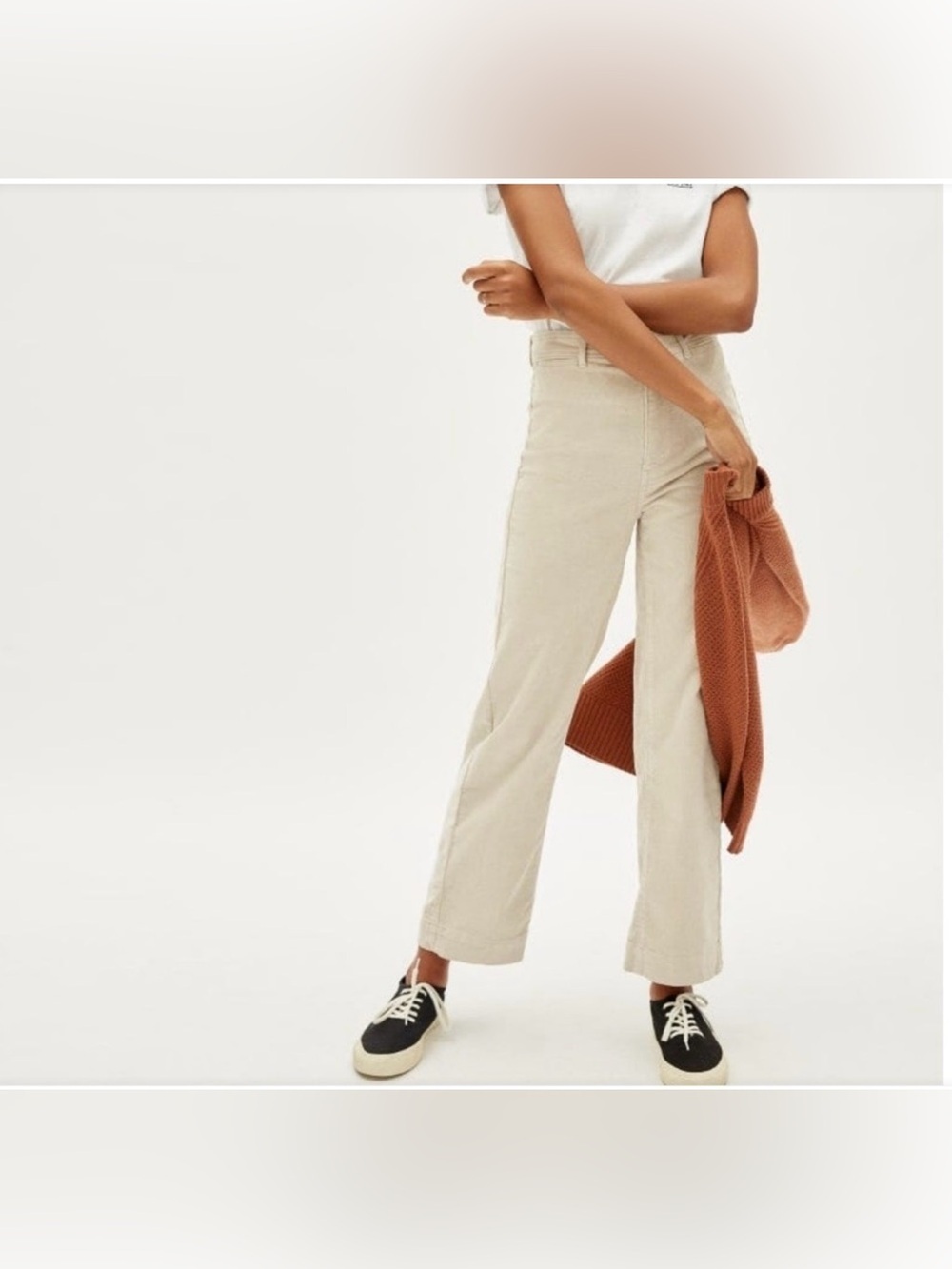 Everlane The Corduroy Relaxed Straight Leg Pants Size: 10 Beige High Waist